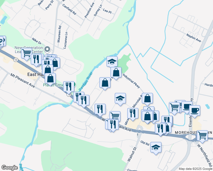 map of restaurants, bars, coffee shops, grocery stores, and more near 50 Okner Pkwy in Livingston