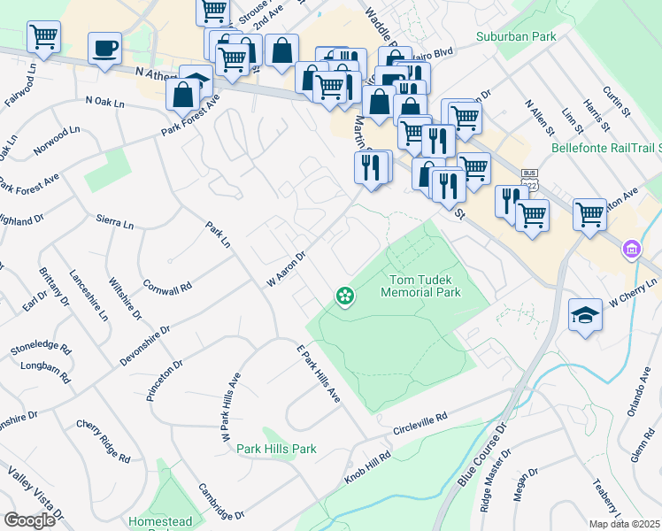 map of restaurants, bars, coffee shops, grocery stores, and more near Rittenhouse Dr in State College