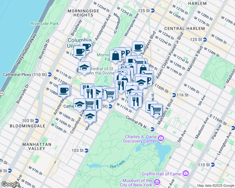 map of restaurants, bars, coffee shops, grocery stores, and more near in New York