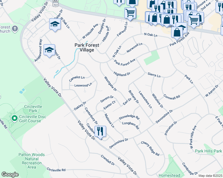 map of restaurants, bars, coffee shops, grocery stores, and more near 530 Westgate Drive in State College