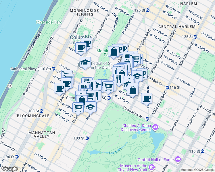 map of restaurants, bars, coffee shops, grocery stores, and more near in New York