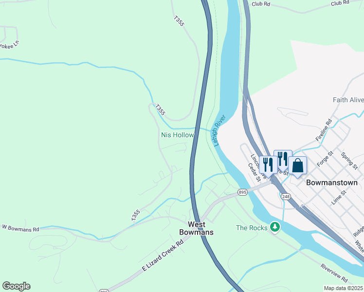 map of restaurants, bars, coffee shops, grocery stores, and more near 122 Horseshoe Lane in Lehighton