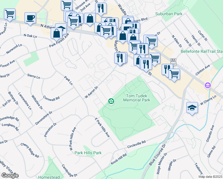 map of restaurants, bars, coffee shops, grocery stores, and more near 844 West Aaron Drive in State College