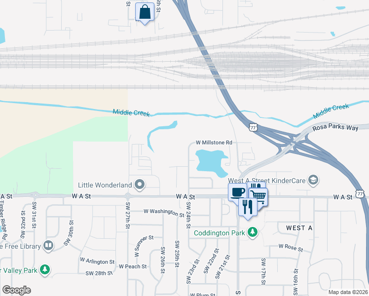 map of restaurants, bars, coffee shops, grocery stores, and more near 923 Southwest 24th Street in Lincoln