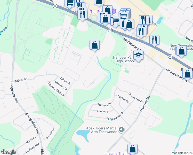 map of restaurants, bars, coffee shops, grocery stores, and more near 111 Timber Hill Drive in East Hanover
