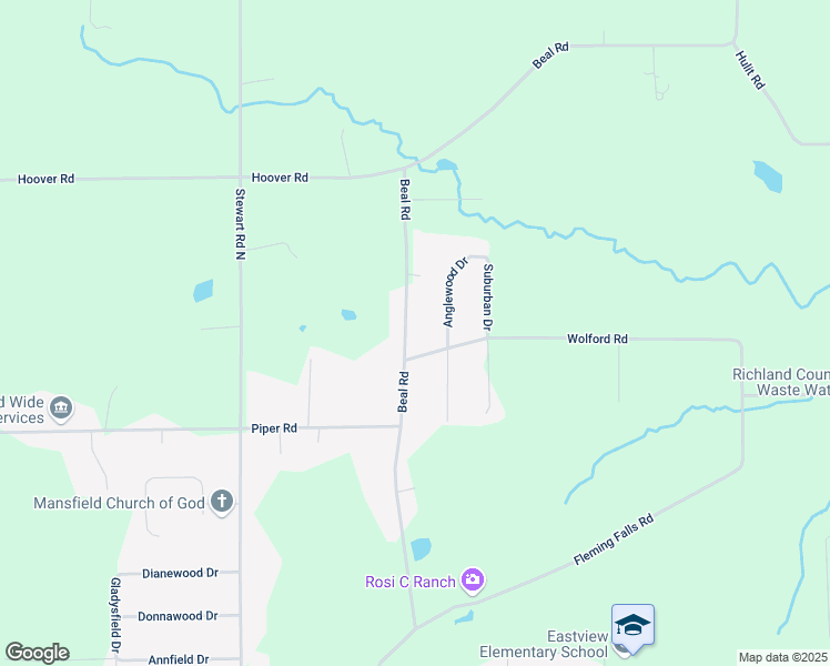 map of restaurants, bars, coffee shops, grocery stores, and more near 1627 Beal Road in Mansfield