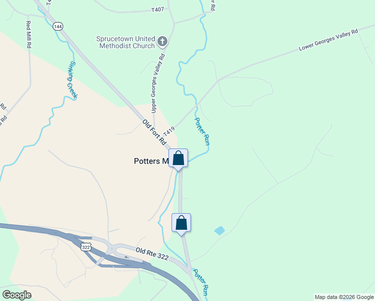 map of restaurants, bars, coffee shops, grocery stores, and more near 113 Way Lane in Spring Mills