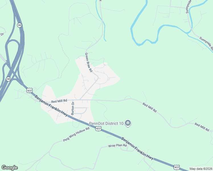 map of restaurants, bars, coffee shops, grocery stores, and more near 121 Tartan Drive in Kittanning