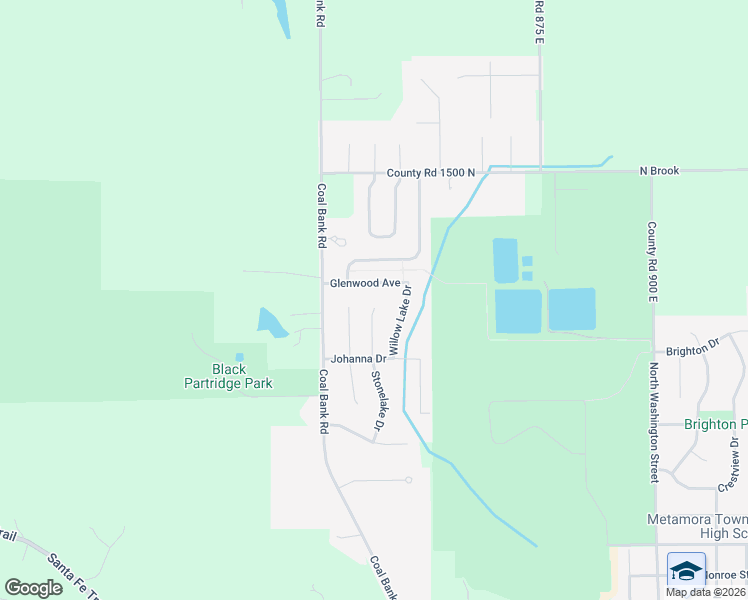 map of restaurants, bars, coffee shops, grocery stores, and more near 1365 Glenwood Avenue in Metamora