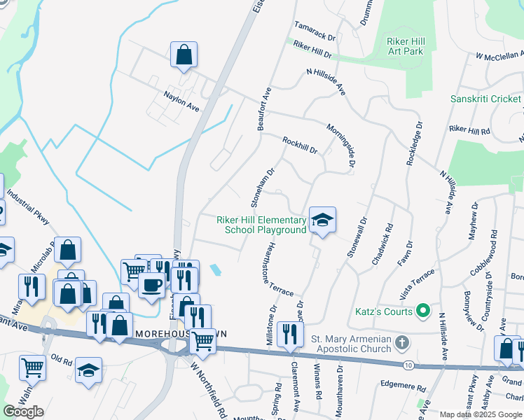 map of restaurants, bars, coffee shops, grocery stores, and more near 28 Hearthstone Terrace in Livingston