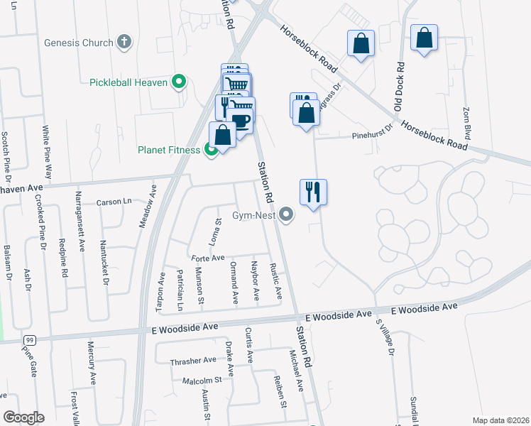 map of restaurants, bars, coffee shops, grocery stores, and more near 15 Rustic Avenue in Medford