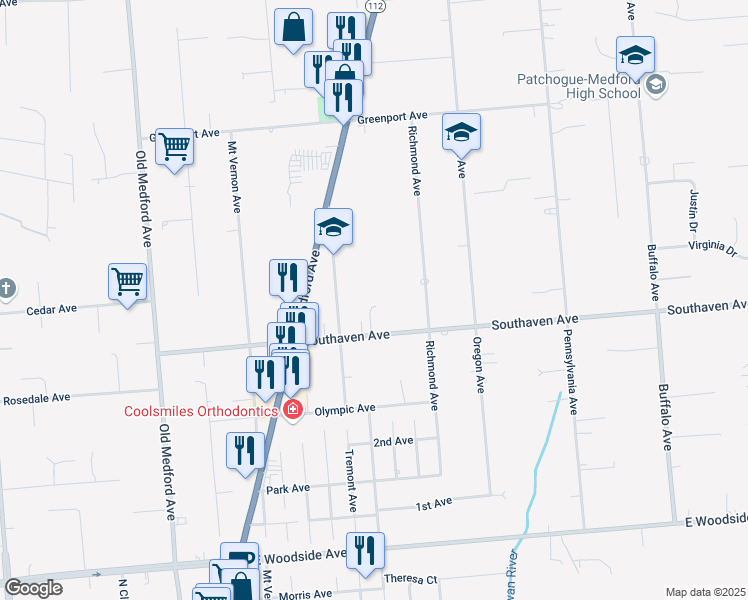 map of restaurants, bars, coffee shops, grocery stores, and more near 91A Southaven Avenue in Medford
