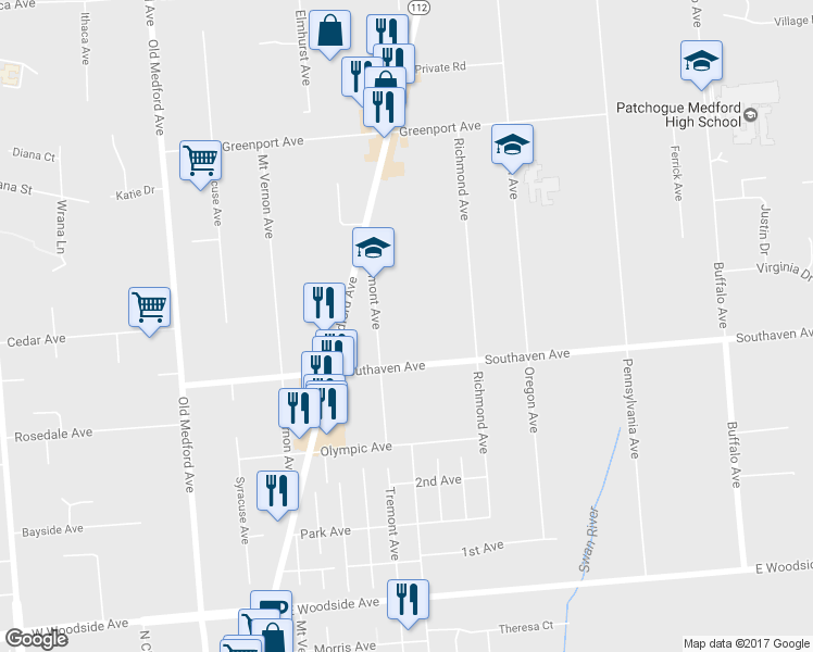 map of restaurants, bars, coffee shops, grocery stores, and more near 91a Southaven Avenue in Medford