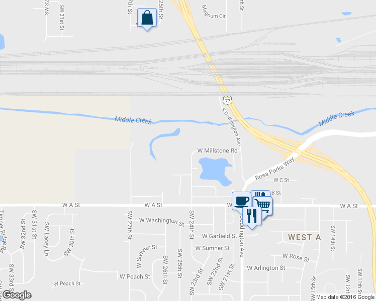 map of restaurants, bars, coffee shops, grocery stores, and more near 923 Southwest 24th Street in Lincoln