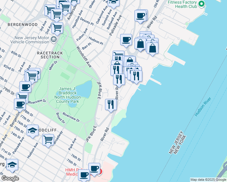 map of restaurants, bars, coffee shops, grocery stores, and more near 4 Pembroke Place in Edgewater