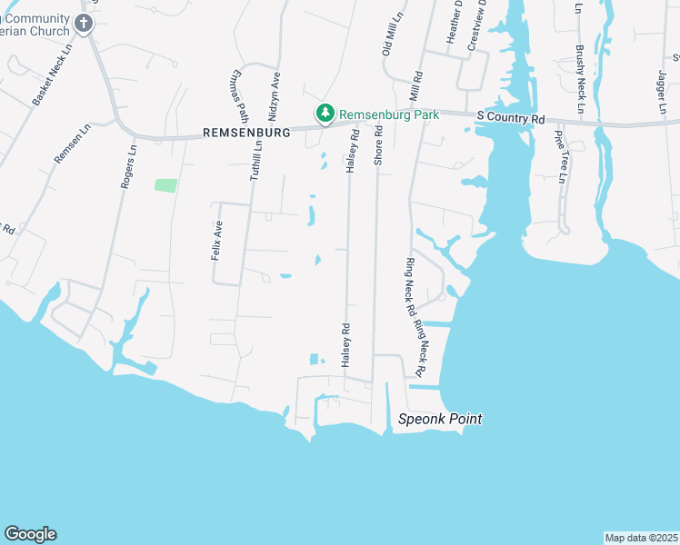 map of restaurants, bars, coffee shops, grocery stores, and more near 35 Halsey Road in Riverhead