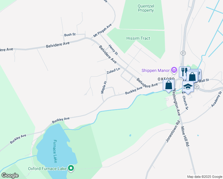 map of restaurants, bars, coffee shops, grocery stores, and more near 41 Pine Street in Oxford