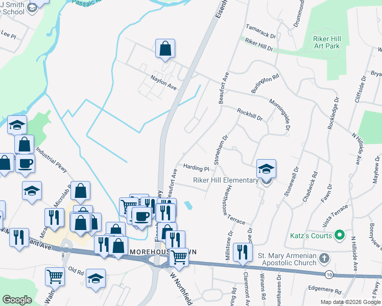 map of restaurants, bars, coffee shops, grocery stores, and more near 130 Beaufort Avenue in Livingston