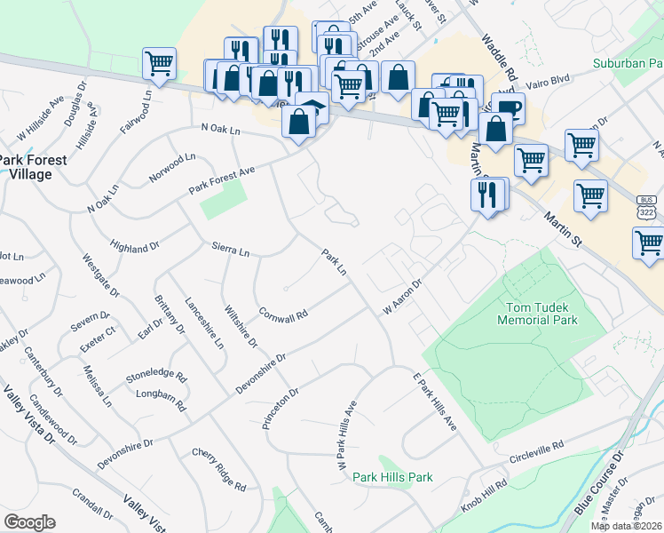 map of restaurants, bars, coffee shops, grocery stores, and more near 436 Park Lane in State College