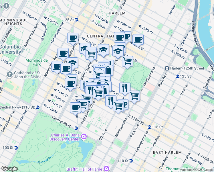 map of restaurants, bars, coffee shops, grocery stores, and more near in New York