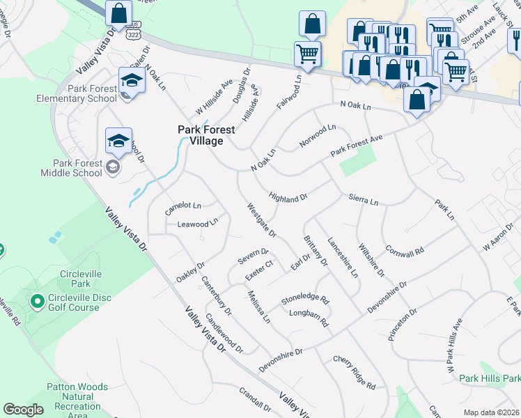 map of restaurants, bars, coffee shops, grocery stores, and more near 526 Briarwood Lane in State College