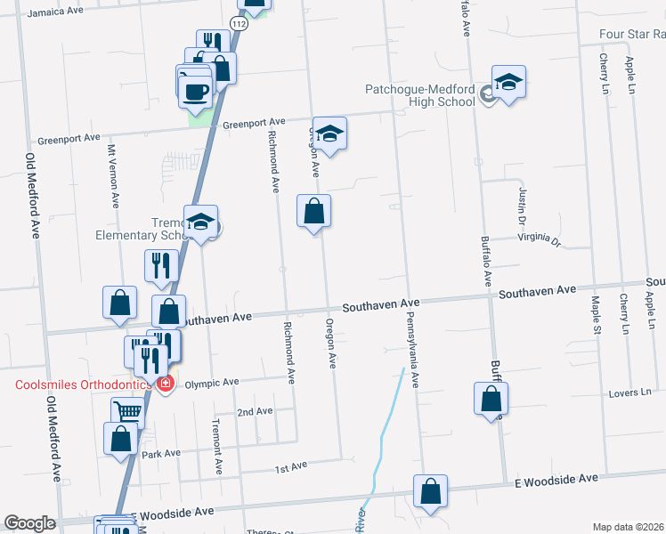 map of restaurants, bars, coffee shops, grocery stores, and more near 70 Oregon Avenue in Medford