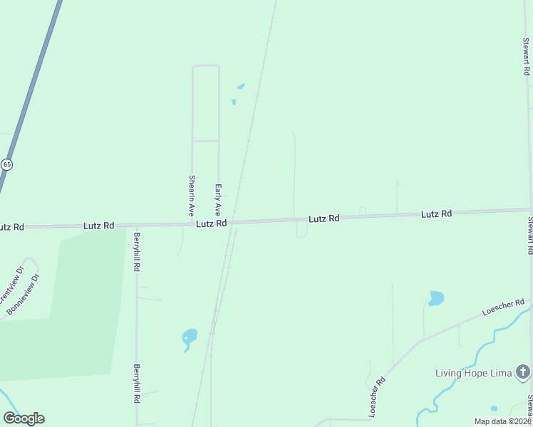 map of restaurants, bars, coffee shops, grocery stores, and more near 1051 Lutz Road in Lima