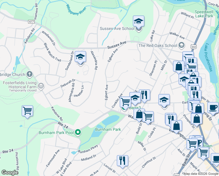 map of restaurants, bars, coffee shops, grocery stores, and more near 1 Hamilton Avenue in Morristown
