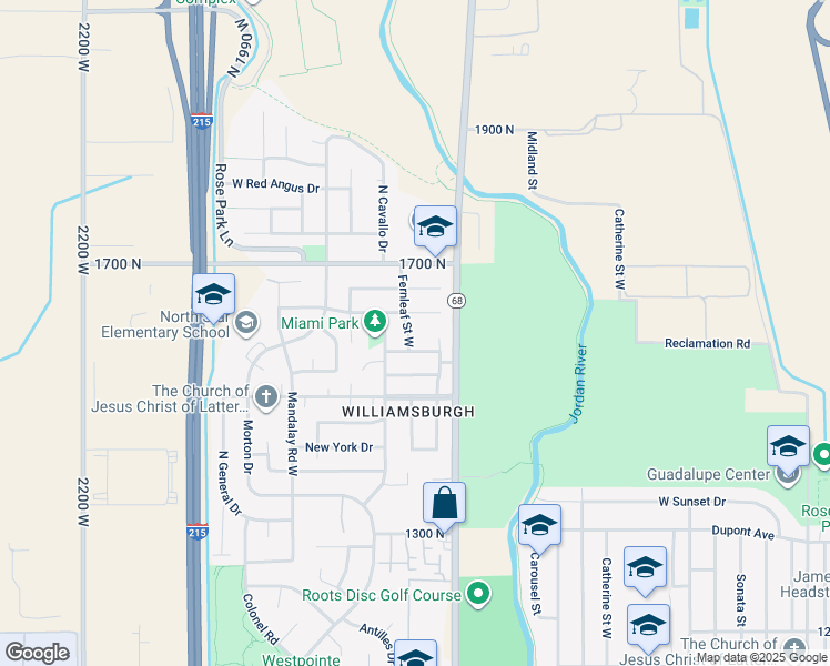 map of restaurants, bars, coffee shops, grocery stores, and more near 1576 Fernleaf Street West in Salt Lake City