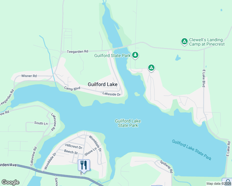 map of restaurants, bars, coffee shops, grocery stores, and more near 32921 Lakeside Drive in Hanoverton