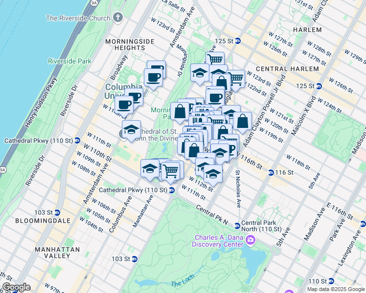 map of restaurants, bars, coffee shops, grocery stores, and more near in New York
