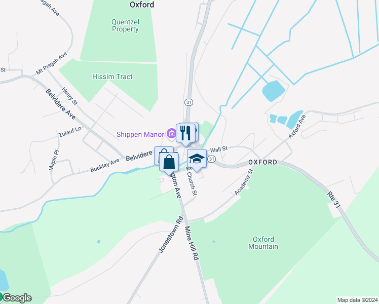 map of restaurants, bars, coffee shops, grocery stores, and more near in Oxford