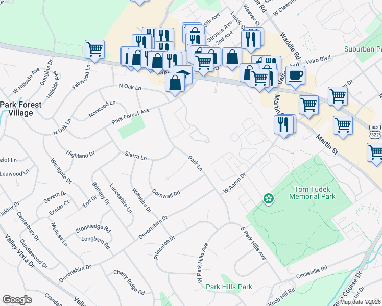 map of restaurants, bars, coffee shops, grocery stores, and more near 423 Park Lane in State College
