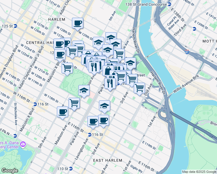map of restaurants, bars, coffee shops, grocery stores, and more near in 