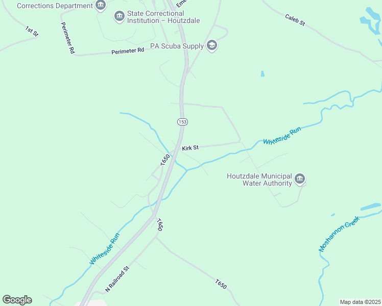 map of restaurants, bars, coffee shops, grocery stores, and more near 1-65 Kirk Street in Houtzdale