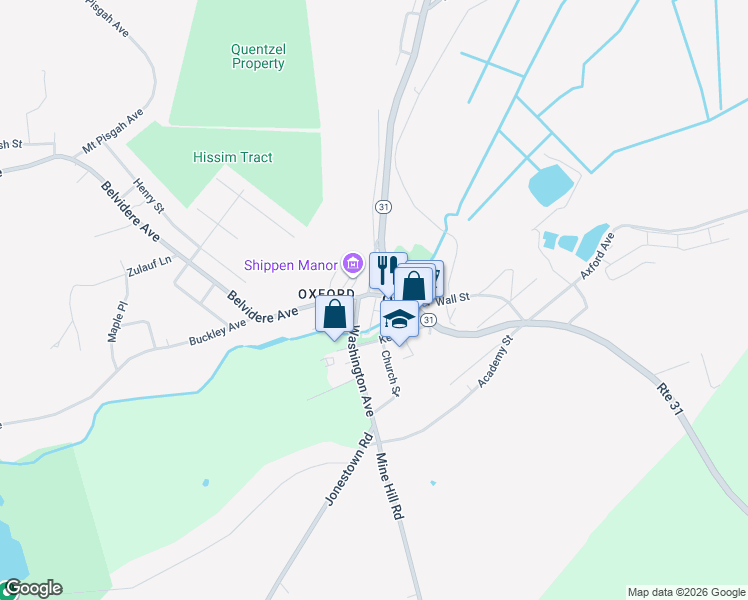 map of restaurants, bars, coffee shops, grocery stores, and more near 8 Belvidere Avenue in Oxford