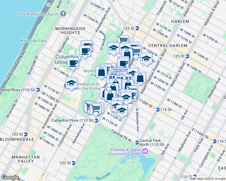 map of restaurants, bars, coffee shops, grocery stores, and more near in New York