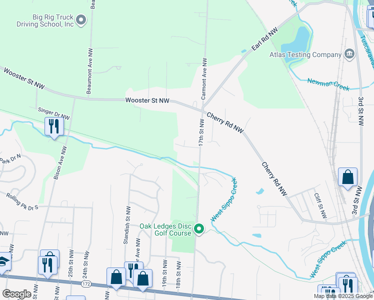 map of restaurants, bars, coffee shops, grocery stores, and more near 799 17th Street Northwest in Massillon