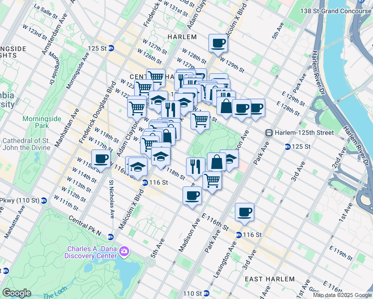 map of restaurants, bars, coffee shops, grocery stores, and more near in New York