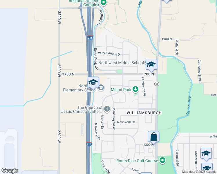 map of restaurants, bars, coffee shops, grocery stores, and more near 1637 Mandalay Road West in Salt Lake City