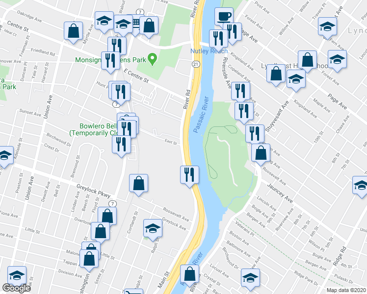 map of restaurants, bars, coffee shops, grocery stores, and more near 760 Main Street in Belleville