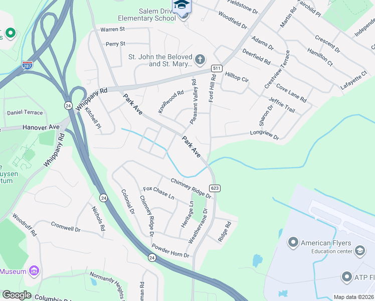 map of restaurants, bars, coffee shops, grocery stores, and more near 15 Park Avenue in Morristown