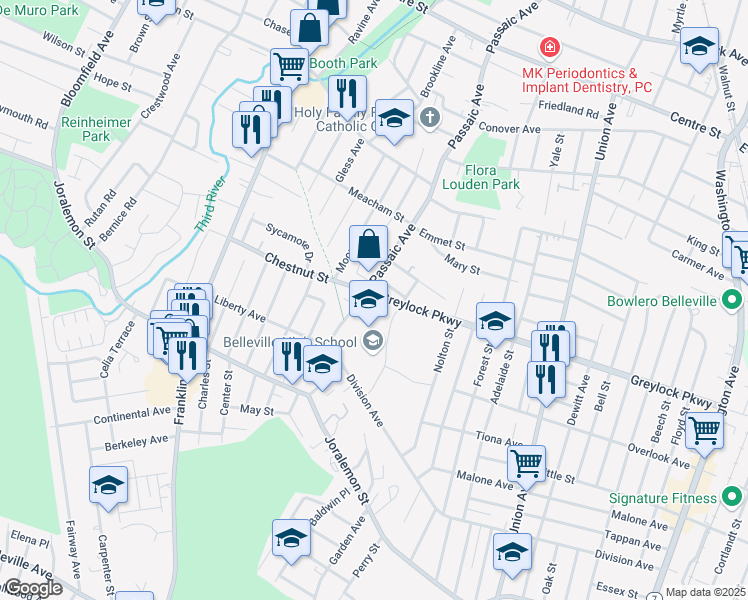 map of restaurants, bars, coffee shops, grocery stores, and more near 511 Greylock Parkway in Belleville