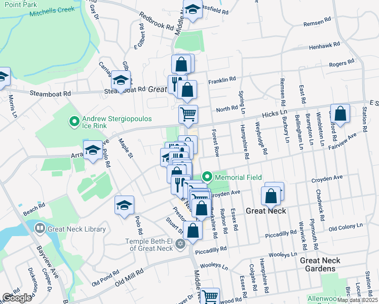 map of restaurants, bars, coffee shops, grocery stores, and more near 661 Middle Neck Road in Great Neck