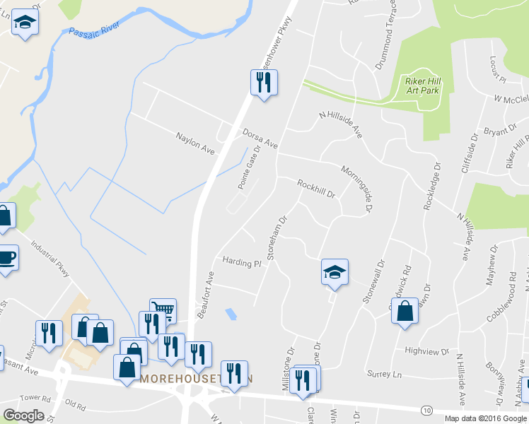 map of restaurants, bars, coffee shops, grocery stores, and more near 190 Beaufort Avenue in Livingston