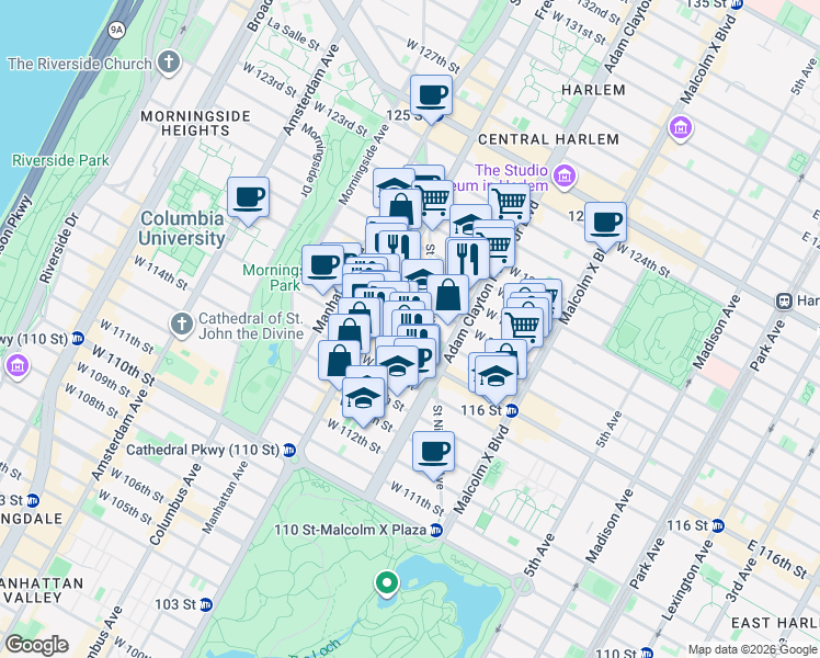 map of restaurants, bars, coffee shops, grocery stores, and more near in New York