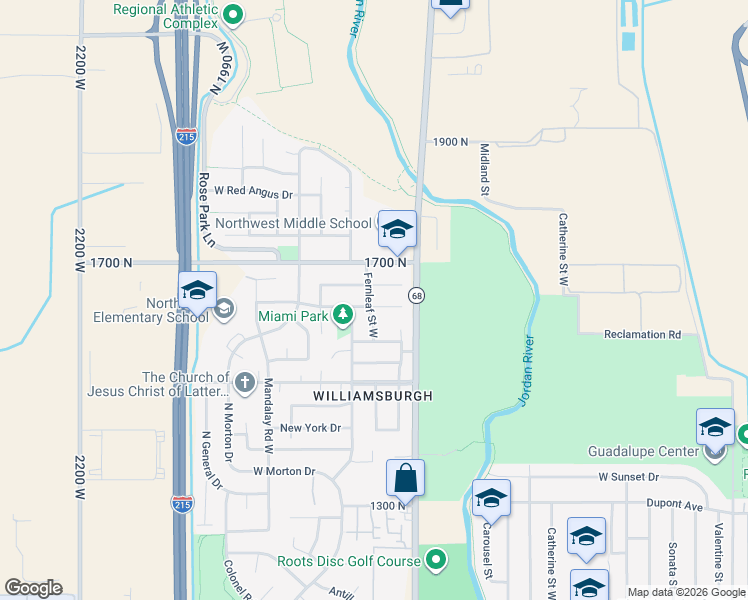 map of restaurants, bars, coffee shops, grocery stores, and more near 1634 Fernleaf Street West in Salt Lake City