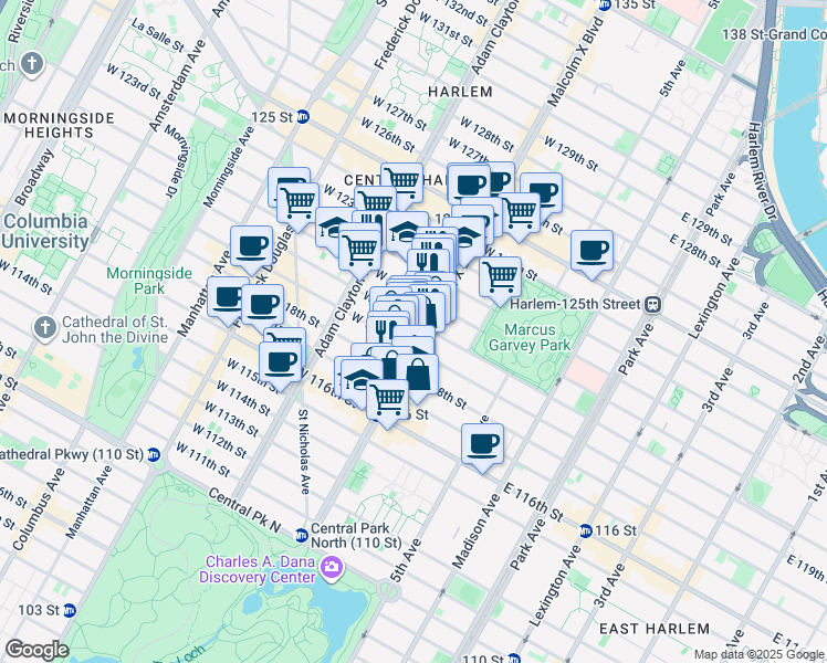 map of restaurants, bars, coffee shops, grocery stores, and more near in New York