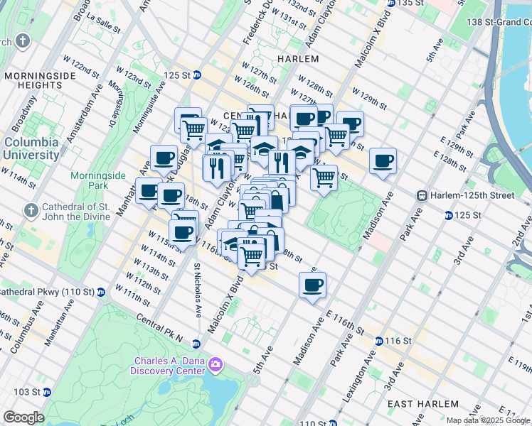 map of restaurants, bars, coffee shops, grocery stores, and more near in New York