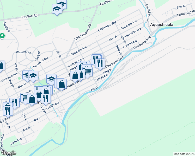 map of restaurants, bars, coffee shops, grocery stores, and more near 609 Lehigh Avenue in Palmerton